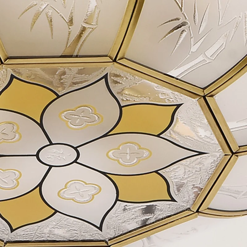 4-lichts kom semi-inbouwverlichting Traditionele messing metalen semi-inbouwmontage voor eetkamer Clearhalo