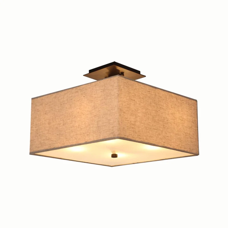 4-lichts plafondlamp Klassieke rechthoekige stof Semi-inbouwverlichting wit voor woonkamer Clearhalo