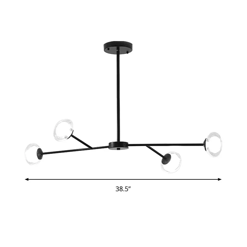 4-lichts tak hanglamp eenvoudige stijl metalen kroonluchter zwart voor keukenslaapkamer Clearhalo