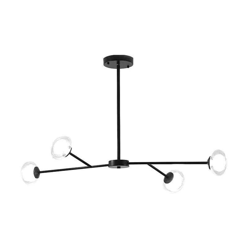 4-lichts tak hanglamp eenvoudige stijl metalen kroonluchter zwart voor keukenslaapkamer Clearhalo