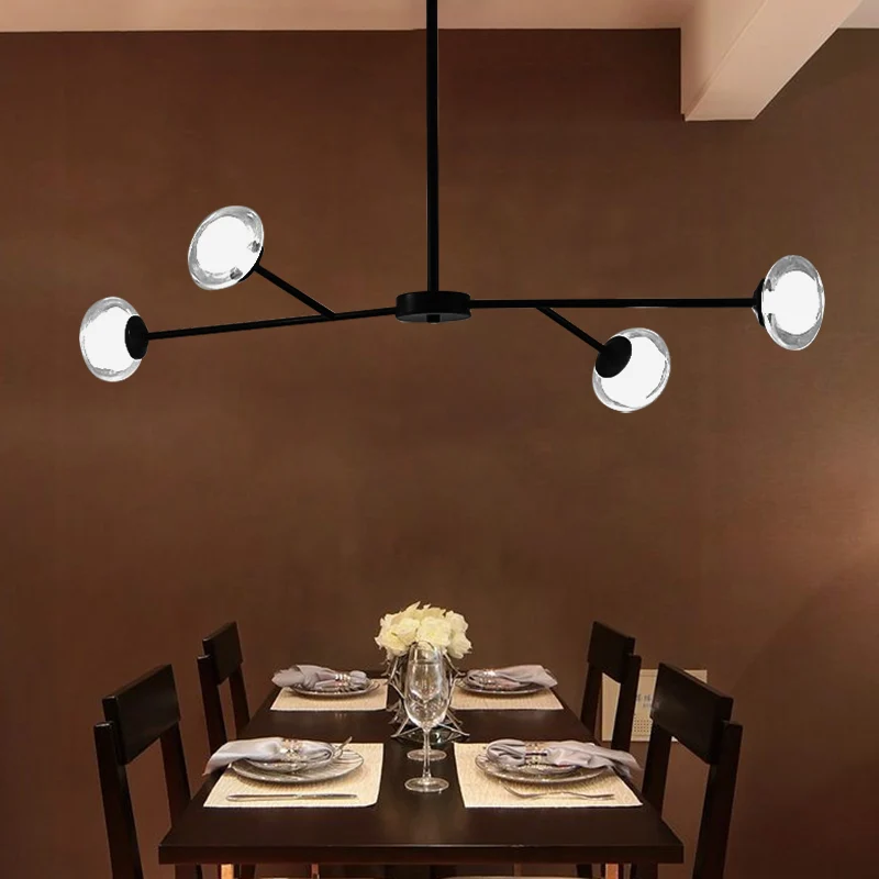 4-lichts tak hanglamp eenvoudige stijl metalen kroonluchter zwart voor keukenslaapkamer Clearhalo