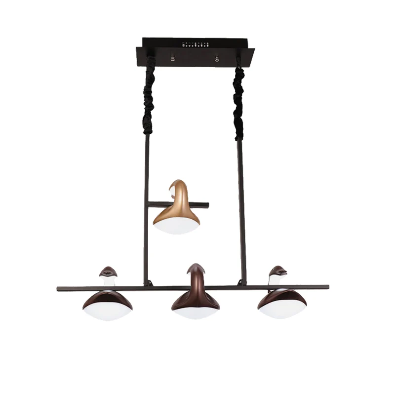 4-zwaan lineaire kroonluchter verlichtingspost moderne veelkleurige hangende hanglamp voor restaurant, derde versnelling C...