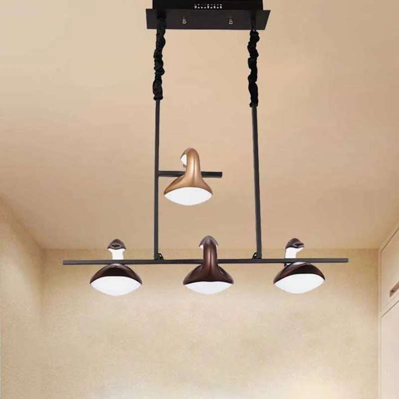 4-zwaan lineaire kroonluchter verlichtingspost moderne veelkleurige hangende hanglamp voor restaurant, derde versnelling C...