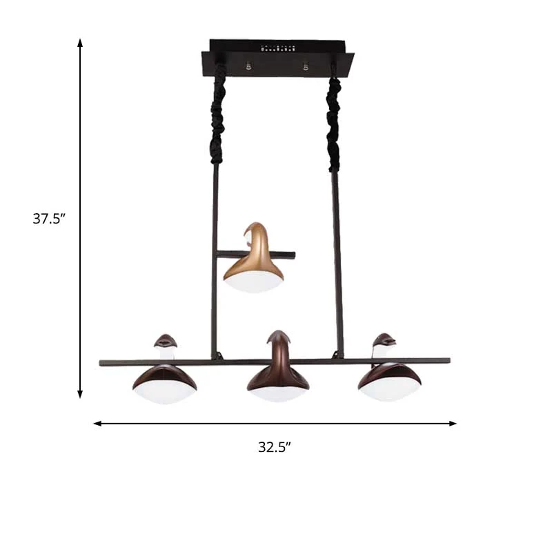 4-zwaan lineaire kroonluchter verlichtingspost moderne veelkleurige hangende hanglamp voor restaurant, derde versnelling C...