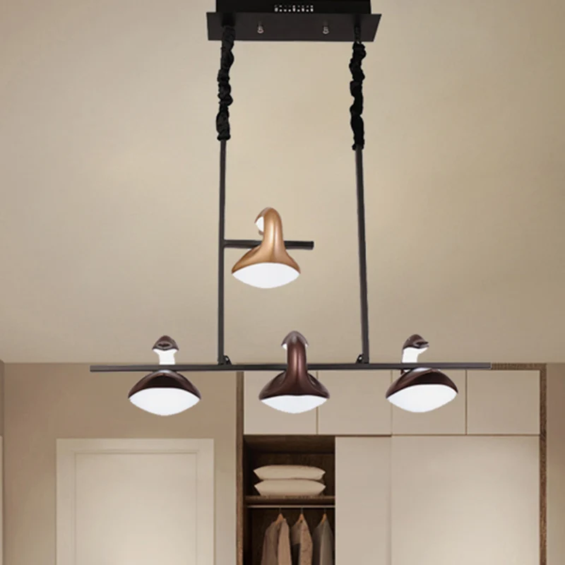 4-zwaan lineaire kroonluchter verlichtingspost moderne veelkleurige hangende hanglamp voor restaurant, derde versnelling C...