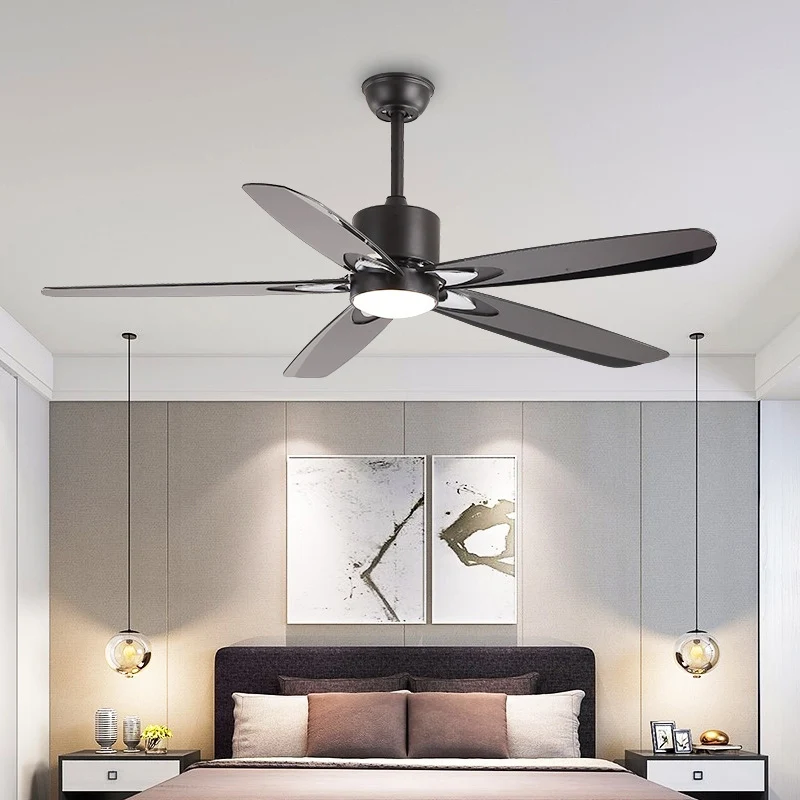 55,5" W LED semi-inbouw hedendaagse cirkel metalen hangende plafondventilator verlichting zwart voor slaapkamer, 5 bladen...