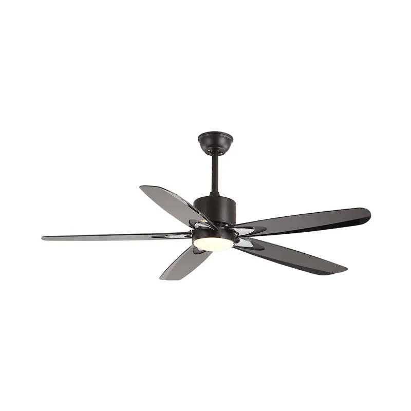 55,5" W LED semi-inbouw hedendaagse cirkel metalen hangende plafondventilator verlichting zwart voor slaapkamer, 5 bladen...