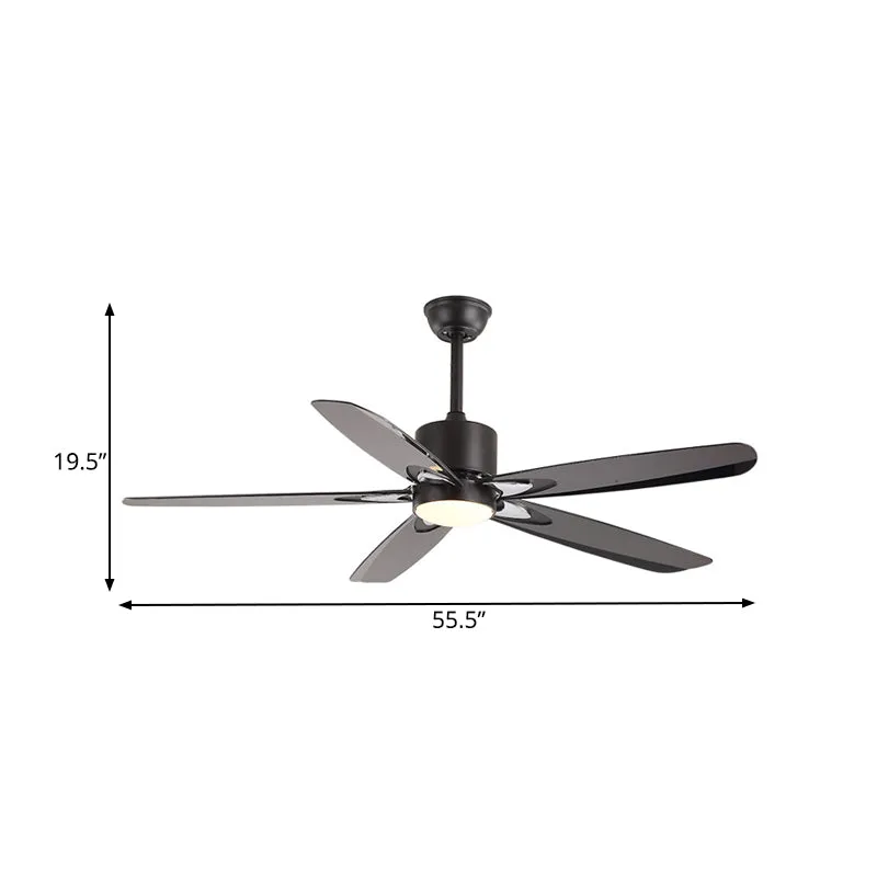 55,5" W LED semi-inbouw hedendaagse cirkel metalen hangende plafondventilator verlichting zwart voor slaapkamer, 5 bladen...