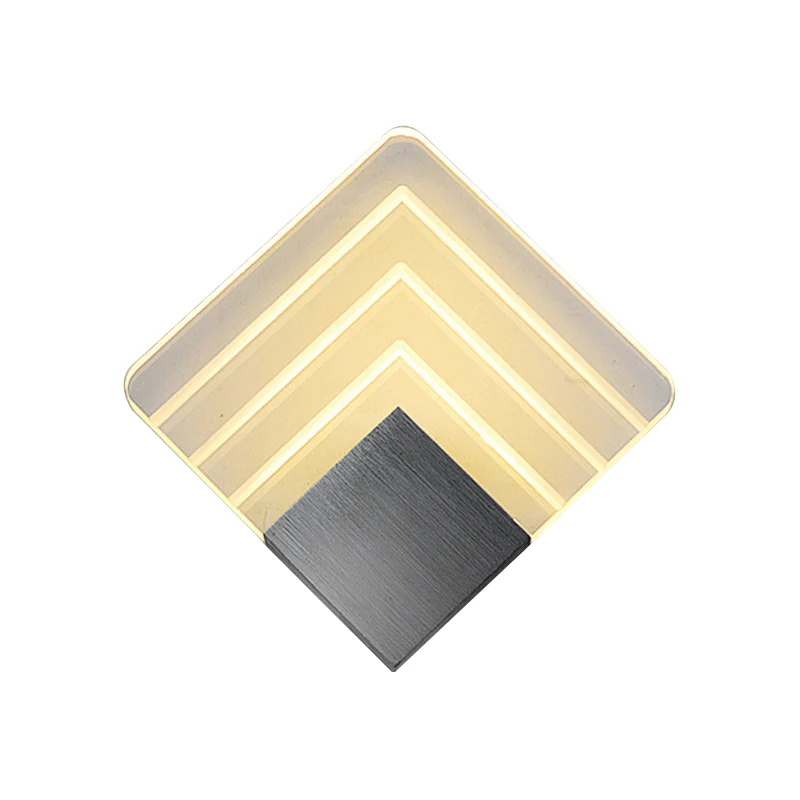 5,5"/8" brede vierkante LED-wandkandelaar Eenvoud acryl LED verouderde zilver/zwarte wandlamp blaker Clearhalo