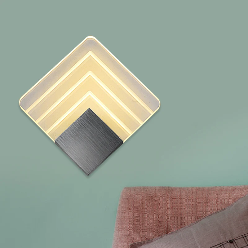 5,5"/8" brede vierkante LED-wandkandelaar Eenvoud acryl LED verouderde zilver/zwarte wandlamp blaker Clearhalo