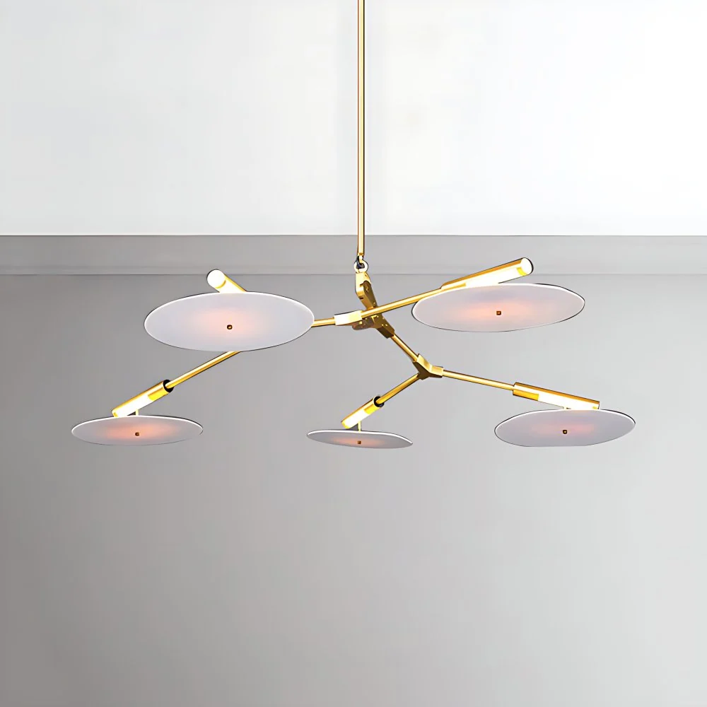 5/9/11 lichten woonkamer kroonluchter moderne zwart/gouden plafondlamp met schijf acryl kap Clearhalo