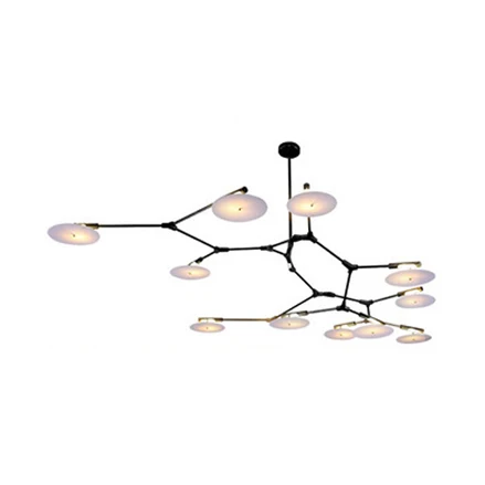 5/9/11 lichten woonkamer kroonluchter moderne zwart/gouden plafondlamp met schijf acryl kap Clearhalo