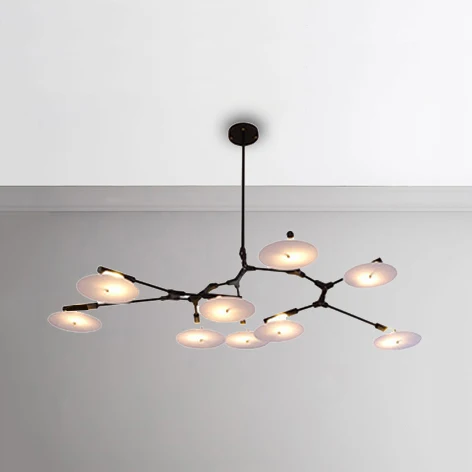 5/9/11 lichten woonkamer kroonluchter moderne zwart/gouden plafondlamp met schijf acryl kap Clearhalo