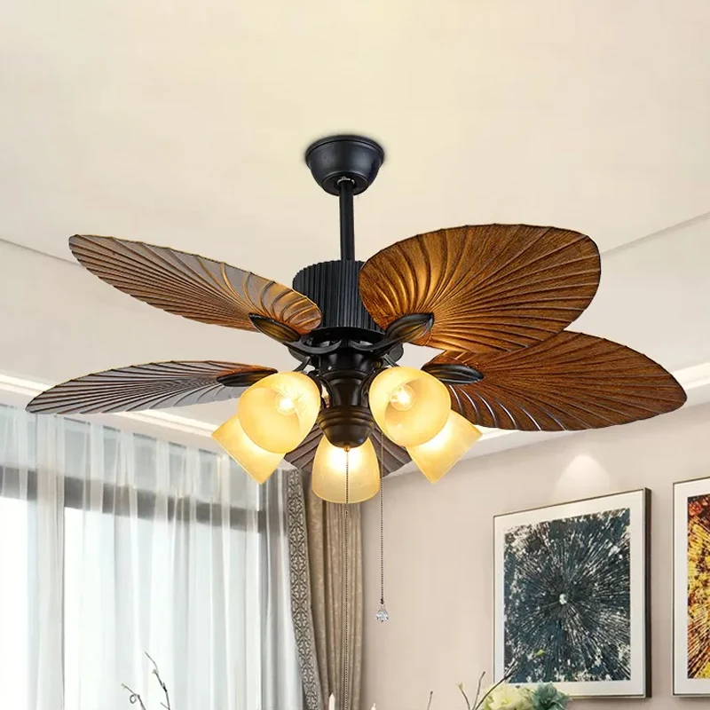 5-bladige 5-kops slaapkamer plafondventilatorlamp modern zwart halfverzonken licht met conische plastic kap, 52" breed Cle...