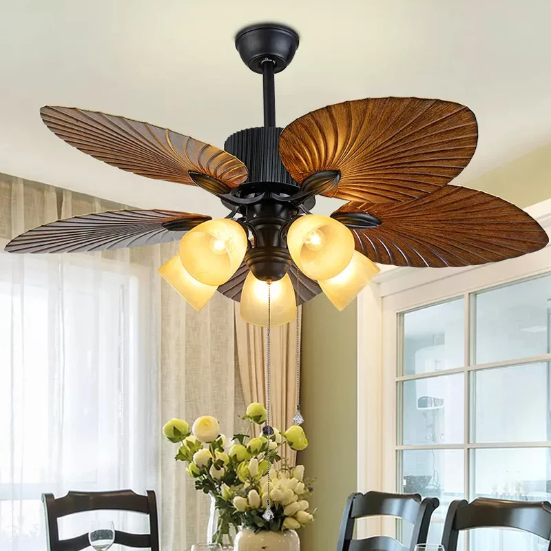 5-bladige 5-kops slaapkamer plafondventilatorlamp modern zwart halfverzonken licht met conische plastic kap, 52" breed Cle...