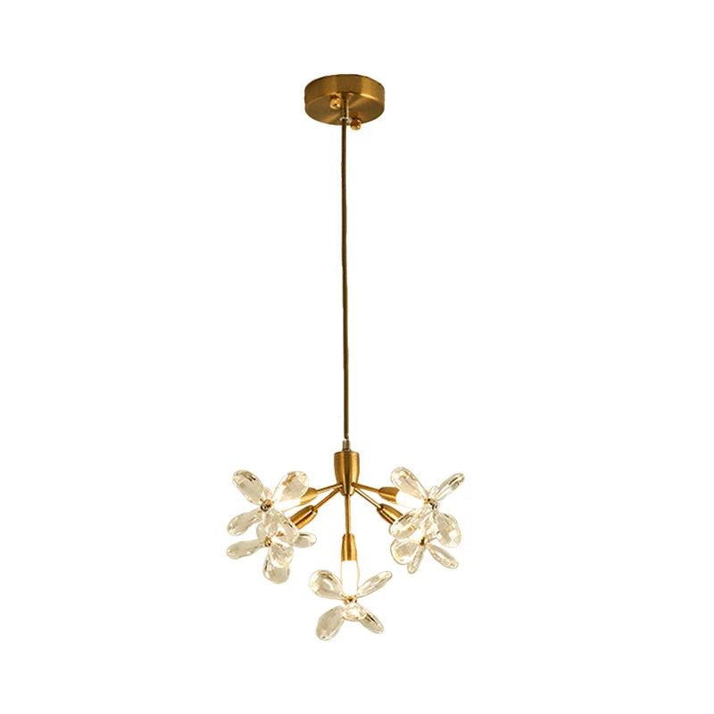 5-kops bloemhanger kroonluchter minimalistische gouden kristallen verlichting voor eetkamer Clearhalo