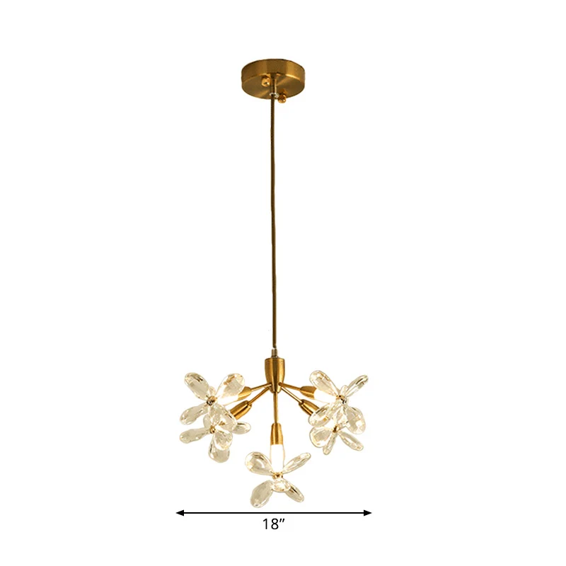 5-kops bloemhanger kroonluchter minimalistische gouden kristallen verlichting voor eetkamer Clearhalo