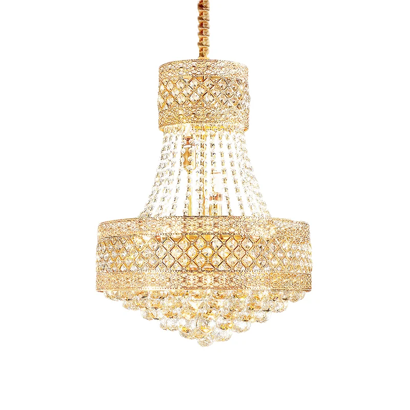 5-lampen Empire Style Drop Lamp Barok Goud Weelderige Kristallen Kroonluchter Hanglamp Clearhalo