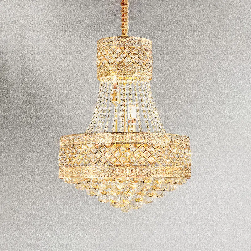 5-lampen Empire Style Drop Lamp Barok Goud Weelderige Kristallen Kroonluchter Hanglamp Clearhalo