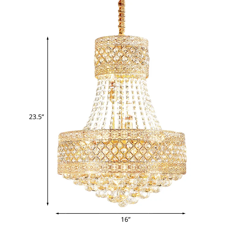 5-lampen Empire Style Drop Lamp Barok Goud Weelderige Kristallen Kroonluchter Hanglamp Clearhalo