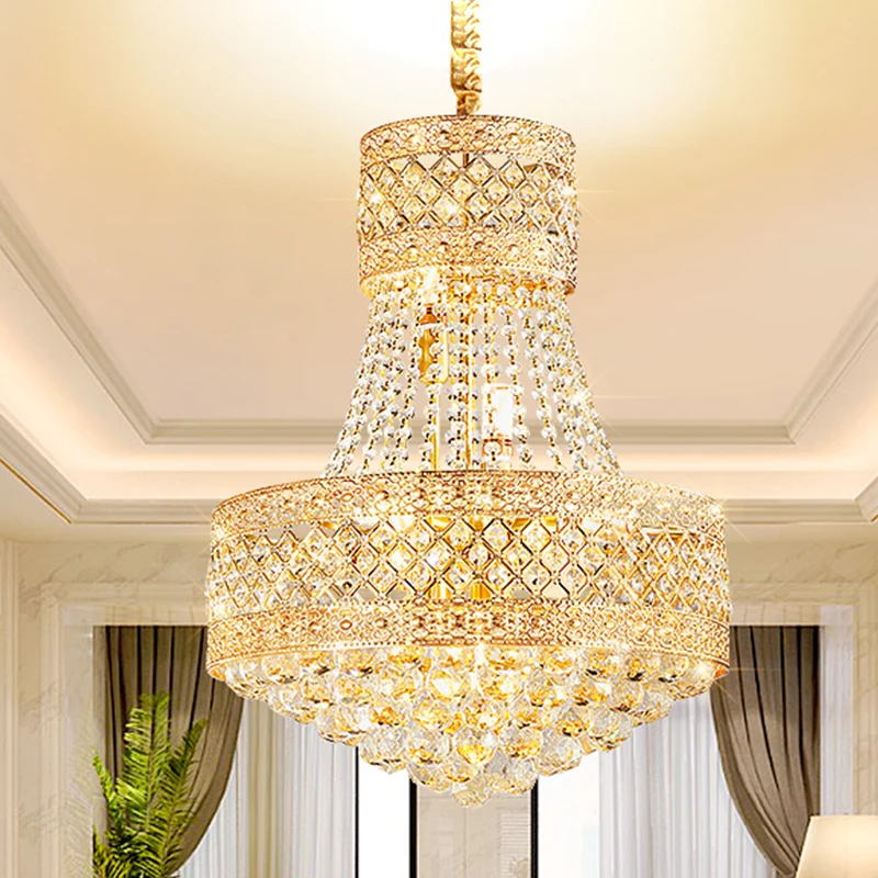 5-lampen Empire Style Drop Lamp Barok Goud Weelderige Kristallen Kroonluchter Hanglamp Clearhalo