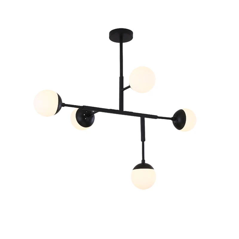 5-lichts bolvormige kroonluchter moderne metalen plafondhanglamp voor studeerkamer Clearhalo
