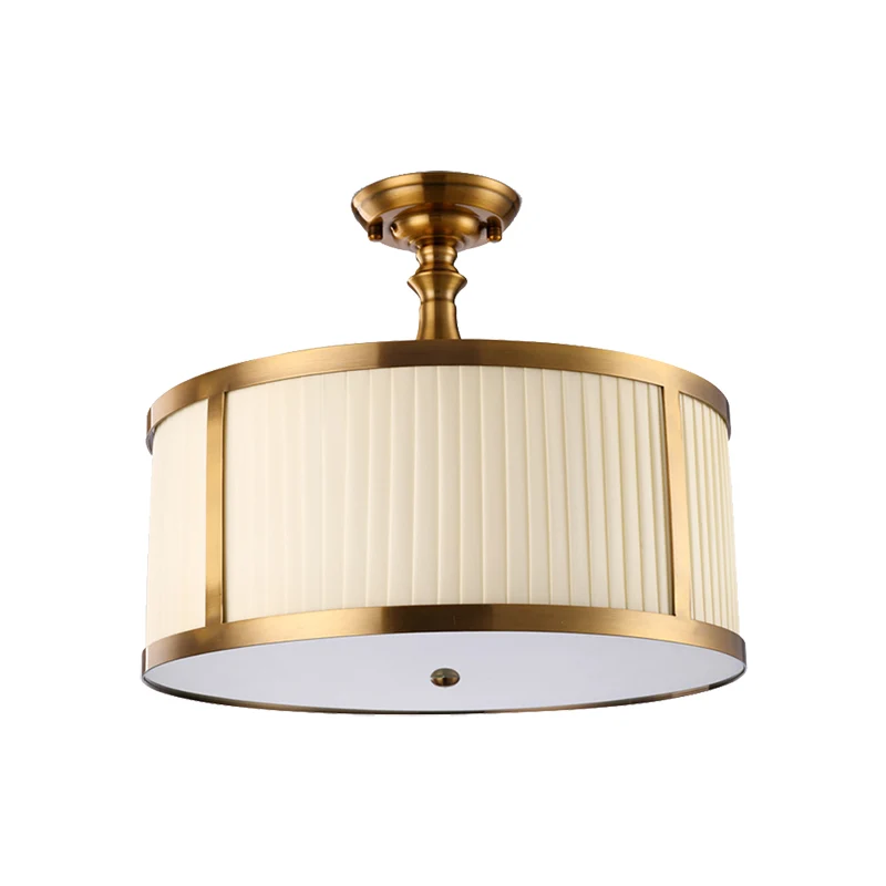 5-lichts drum semi-inbouwverlichting Traditionele witte stoffen plafondmontage voor woonkamer Clearhalo