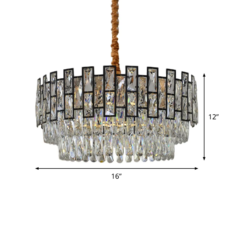 5-lichts hangende verlichting modernisme 3-laags gefacetteerde kristallen plafondkroonluchter goud Clearhalo