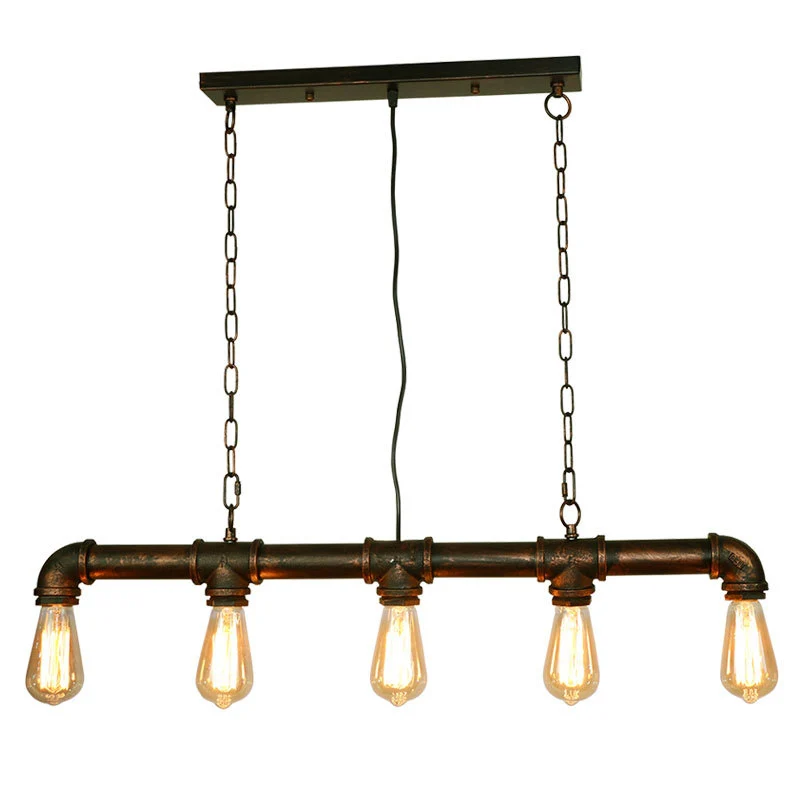 5-lichts metalen buisvormige eiland-hanglamp Retro industriële blootgestelde eilandlamp Clearhalo