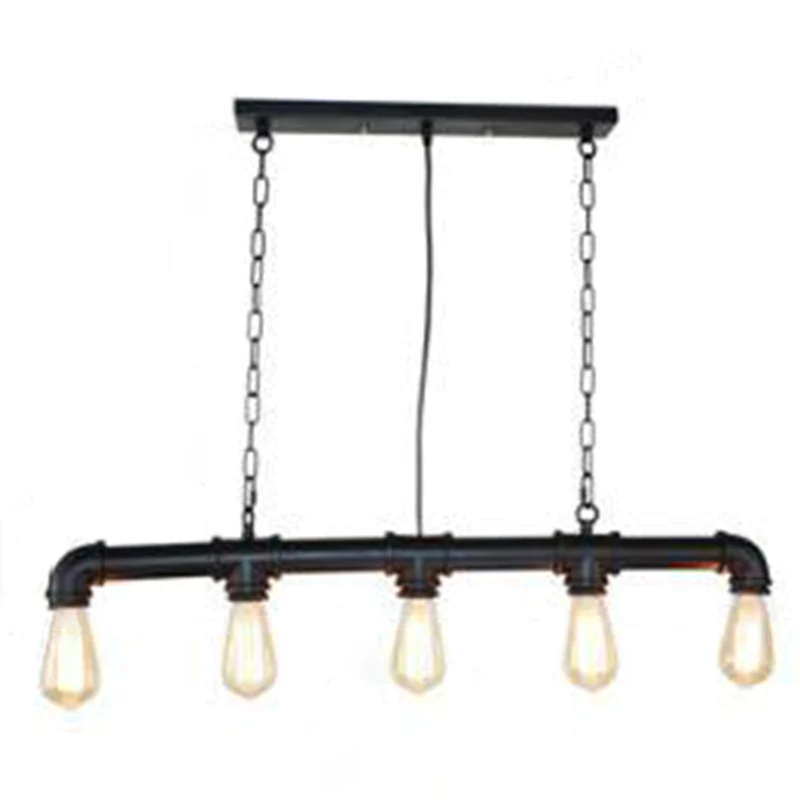 5-lichts metalen buisvormige eiland-hanglamp Retro industriële blootgestelde eilandlamp Clearhalo