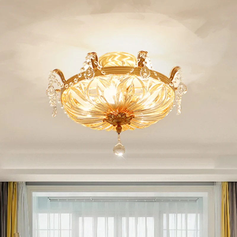 5-lichts schaduwrijke inbouwplafondlamp, vintage messing, amberglas, semi-inbouwverlichting voor woonkamer Clearhalo