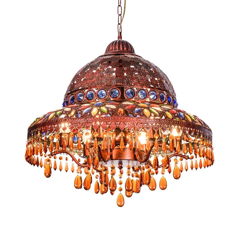 5-lichts schuurkroonluchter licht art deco messing metalen hanger verlichtingsarmatuur voor eetkamer Clearhalo