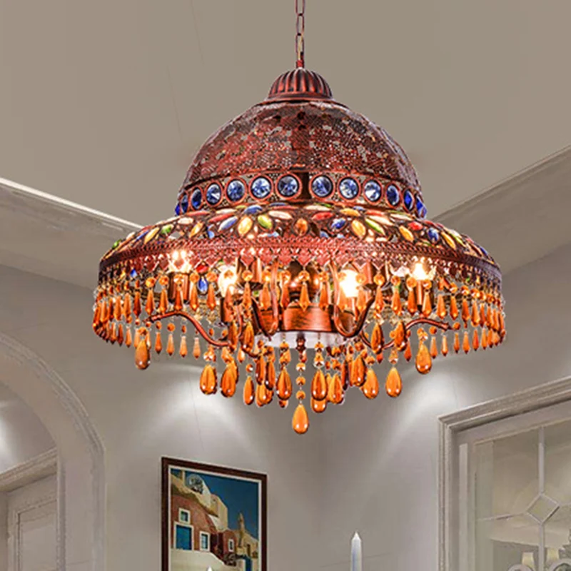 5-lichts schuurkroonluchter licht art deco messing metalen hanger verlichtingsarmatuur voor eetkamer Clearhalo