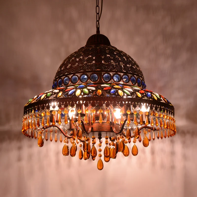 5-lichts schuurkroonluchter licht art deco messing metalen hanger verlichtingsarmatuur voor eetkamer Clearhalo