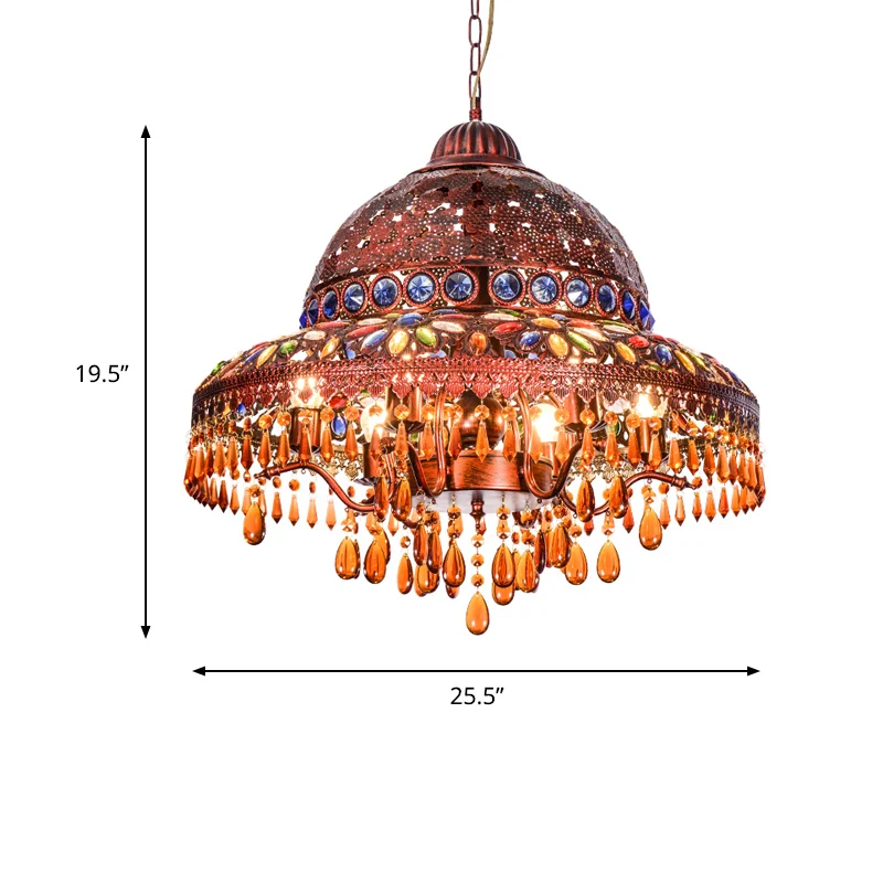 5-lichts schuurkroonluchter licht art deco messing metalen hanger verlichtingsarmatuur voor eetkamer Clearhalo