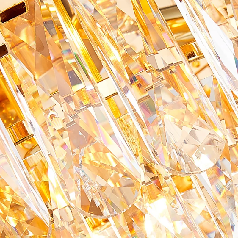 6/10 koppen metalen hangende hanglamp eigentijds goud meerlaags plafondlamp met helder kristallen prisma Clearhalo