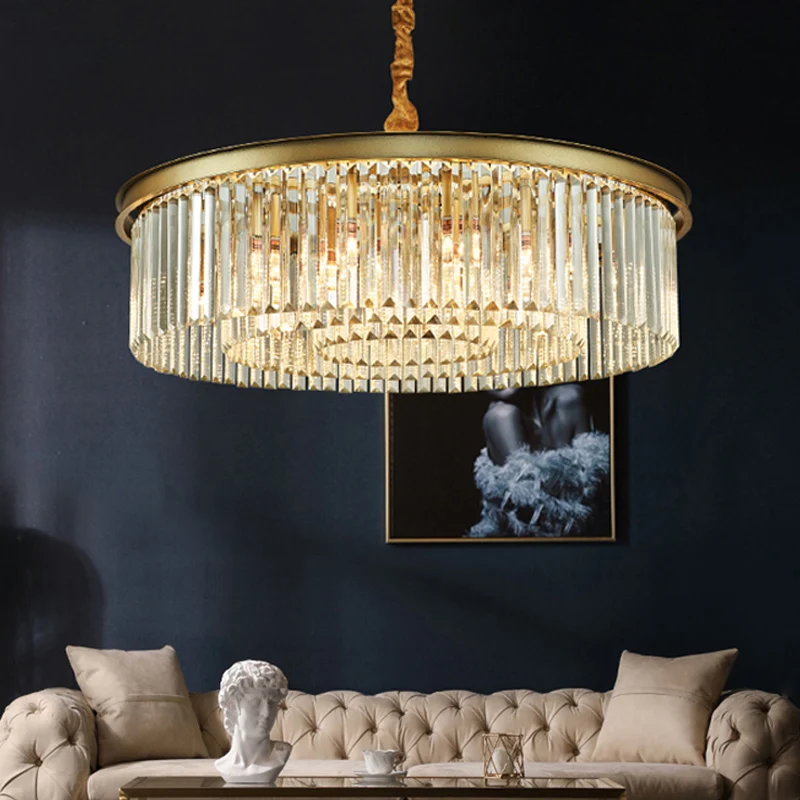 6/12 lichten eetkamer kroonluchter 19,5 "/25,5" dia eigentijds messing inbouw met ronde kristallen kap Clearhalo