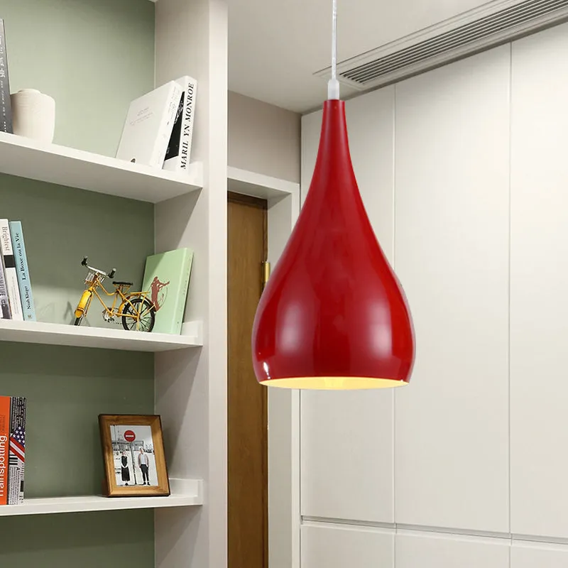 6,5"/10" brede druppelvormige hanglamp modern metaal 1 licht zwart/wit/rood hanglamp Clearhalo