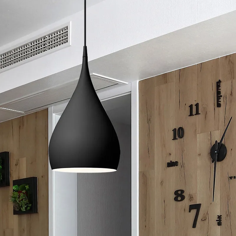 6,5"/10" brede druppelvormige hanglamp modern metaal 1 licht zwart/wit/rood hanglamp Clearhalo