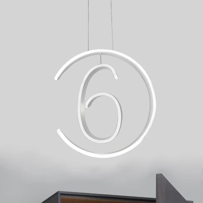 6/7/8-vormige druppelhanger Eenvoudige acryl 1 licht witte kroonluchterlamp voor slaapkamer Clearhalo