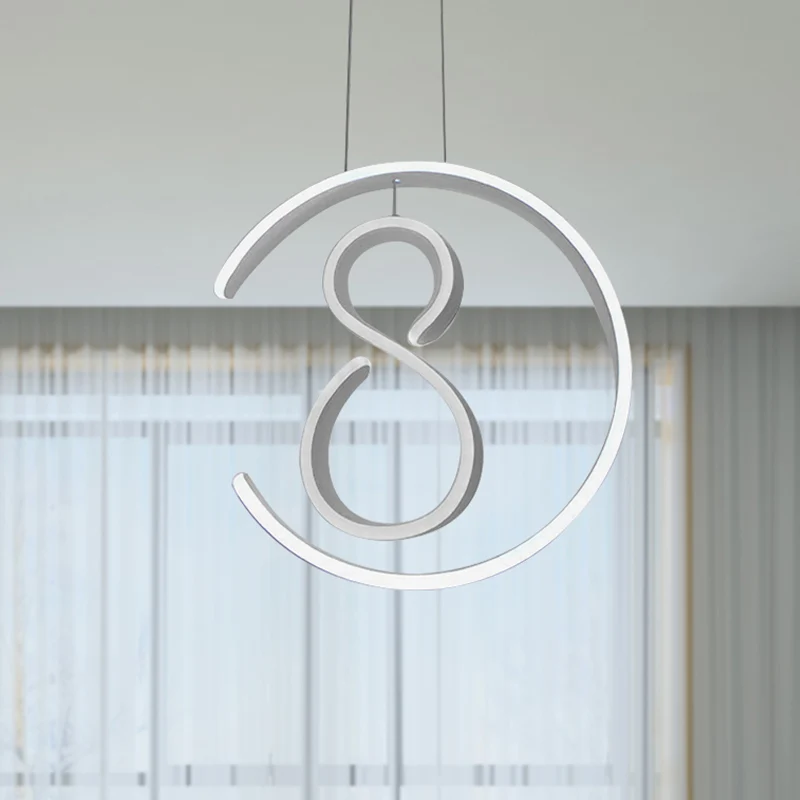 6/7/8-vormige druppelhanger Eenvoudige acryl 1 licht witte kroonluchterlamp voor slaapkamer Clearhalo