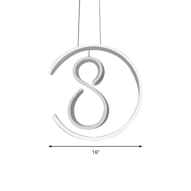 6/7/8-vormige druppelhanger Eenvoudige acryl 1 licht witte kroonluchterlamp voor slaapkamer Clearhalo
