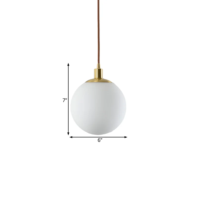 6"/8"/10" brede melkachtige glazen bol hanglamp post moderne led hangende plafondlamp messing Clearhalo