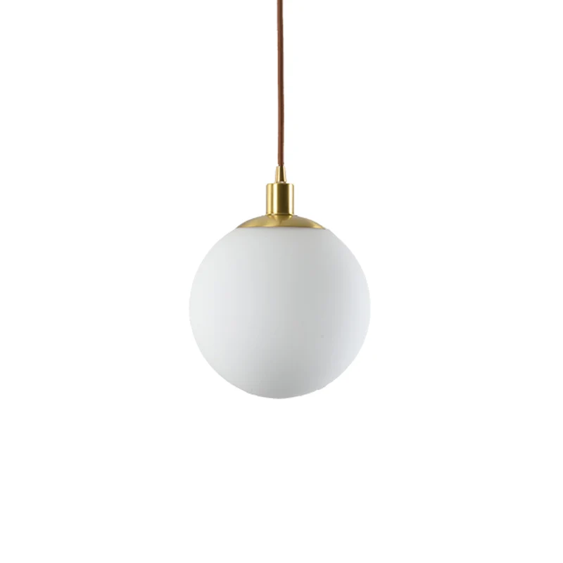 6"/8"/10" brede melkachtige glazen bol hanglamp post moderne led hangende plafondlamp messing Clearhalo