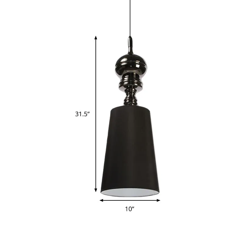 6"/8"/10" Dia taps toelopende ophanging, Scandinavische stoffen zwart/witte LED hangende hanglamp Clearhalo