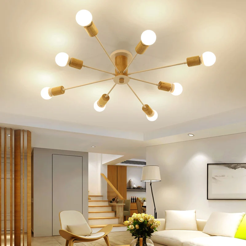 6/8/10 lampen Starburst semi-inbouw plafondlamp Nordic metaal wit/zwart woonkamer plafondlamp Clearhalo