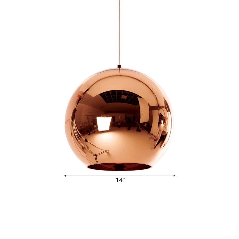 6"/8"/10"W spiegelbol hanglamp eigentijds glas 1 licht chroom/goud/roségoud hangend plafondlicht Clearhalo