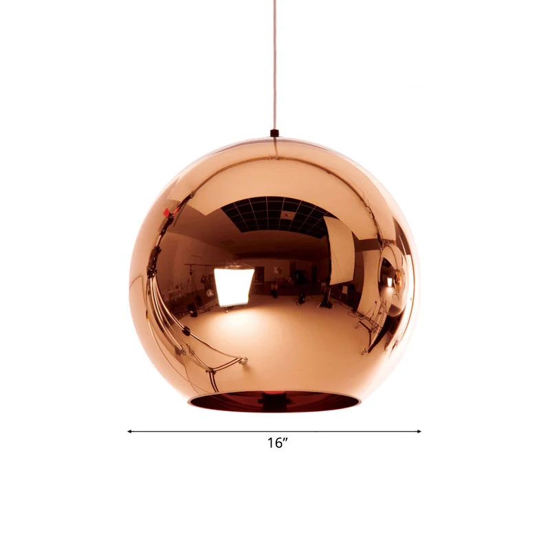 6"/8"/10"W spiegelbol hanglamp eigentijds glas 1 licht chroom/goud/roségoud hangend plafondlicht Clearhalo