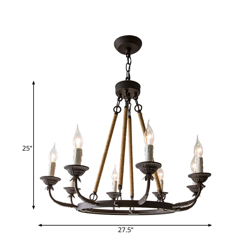 6/8/12 Lichten Wagon Wheel Kroonluchter Verlichting Klassieke Roest Metalen Hanglamp voor Eetkamer Clearhalo