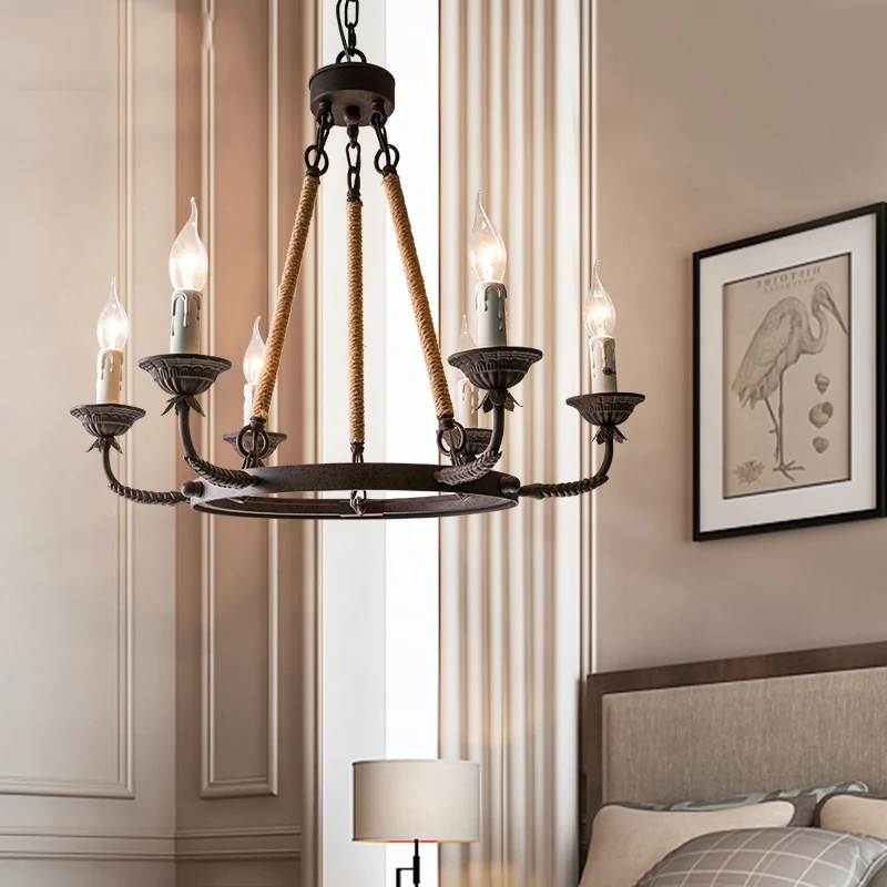 6/8/12 Lichten Wagon Wheel Kroonluchter Verlichting Klassieke Roest Metalen Hanglamp voor Eetkamer Clearhalo